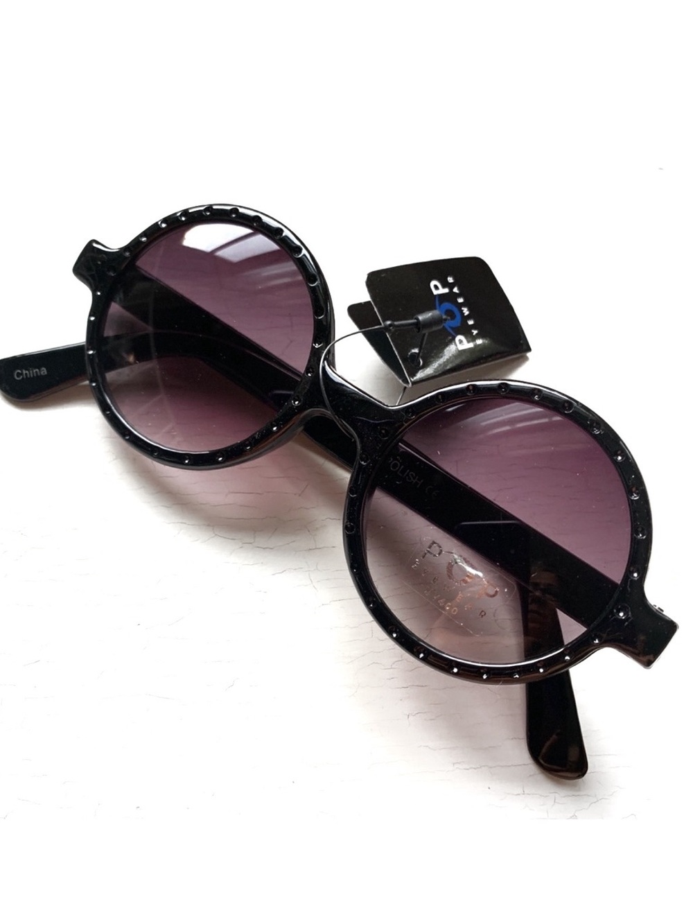 NWT Y2K Big Round BLACK w Gradient lenses Sunglasses Unisex